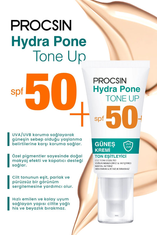 Hydra Pone Spf50+ Cilt Tonu Eşitleyici Makyaj Efekti Veren Cam Cilt BB Güneş Kremi Pa++++yesinde cilt bakım rutininin son aşaması olarak kullanıma uygundur.;