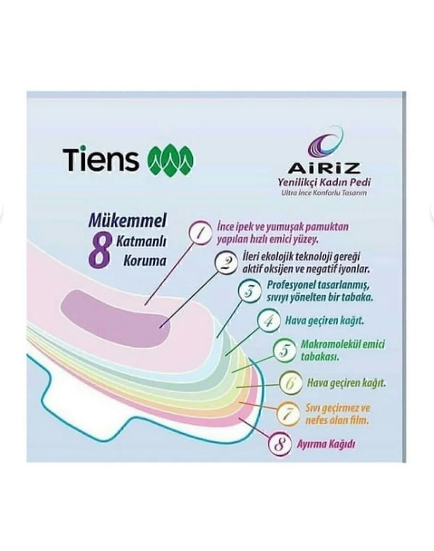 Tiens Airiz Hijyenik Kadın Pedi 3 Paket 10'lu Gündüz