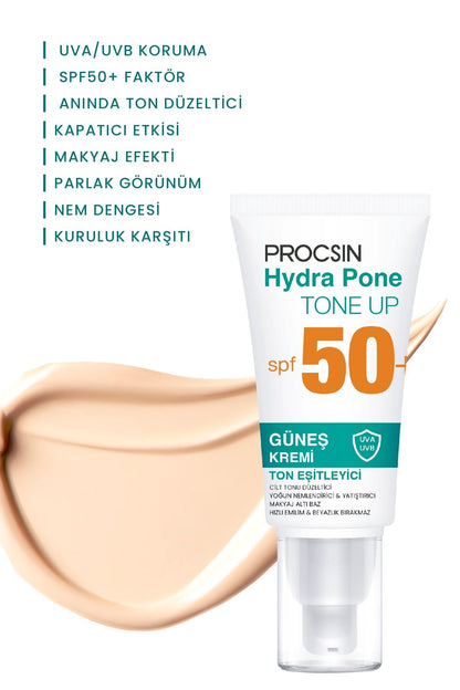 Hydra Pone Spf50+ Cilt Tonu Eşitleyici Makyaj Efekti Veren Cam Cilt BB Güneş Kremi Pa++++yesinde cilt bakım rutininin son aşaması olarak kullanıma uygundur.;