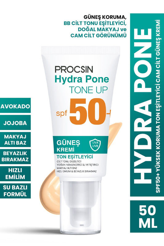 Hydra Pone Spf50+ Cilt Tonu Eşitleyici Makyaj Efekti Veren Cam Cilt BB Güneş Kremi Pa++++yesinde cilt bakım rutininin son aşaması olarak kullanıma uygundur.;