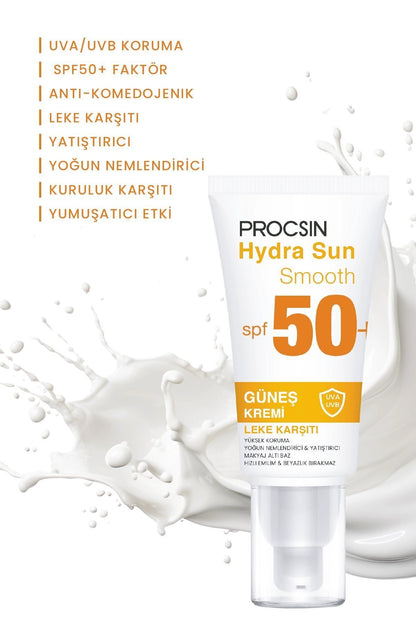 Hydra Sun Spf50+ Yoğun Nemlendirici Yatıştırıcı Leke Karşıtı Cam Cilt Güneş Kremi Pa++++