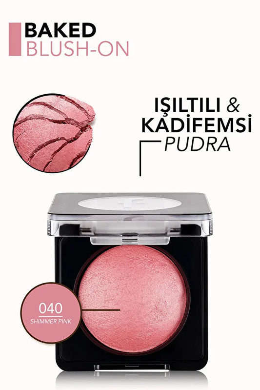 Flormar Yoğun Pigmentli Işıltılı Allık (Pembe) - Baked Blush-On - 040 - 8690604133406